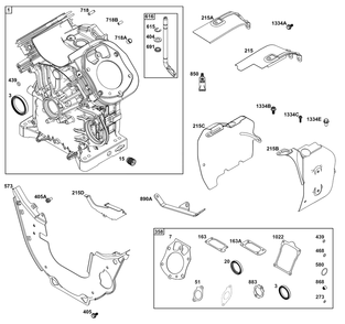 Cylinder Group Diagram and Parts List for 613377-0001-E1  Briggs and Stratton Engine